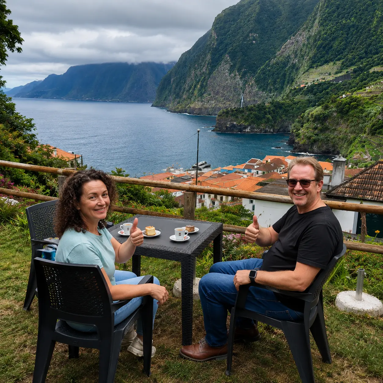People enjoying the coastal scenery in Madeira